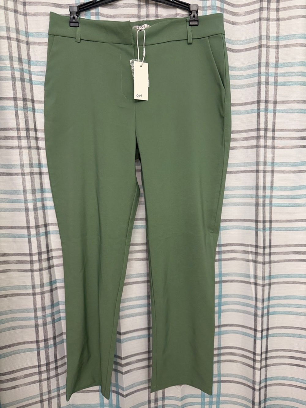 Ovi Olive Green Straight Leg Trousers